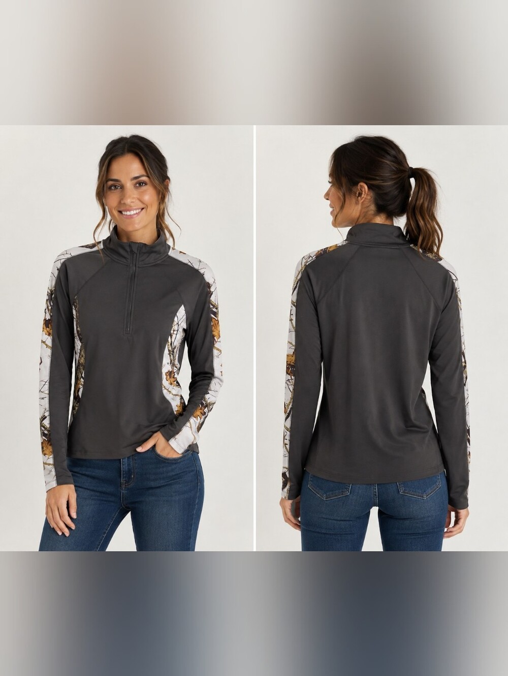 Energy Zone Mossy Oak Women’s L Camo 1/4 Zip Performance Pullover Hunting Top